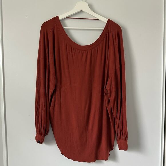 Free People Shimmy Shake Brown Ribbed Long Sleeve Top  size XS - Picture 6 of 11